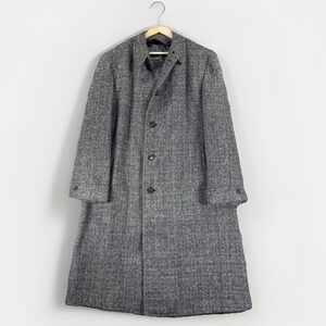Vtg Harris Tweed Overcoat Season Skipper for Bergheim's Wool Herringbone Mens L